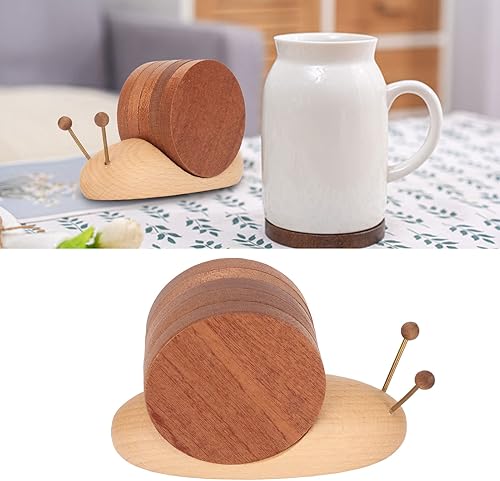 Miniatura 6 de Juego de posavasos de caracol con imán, exquisitos posavasos de madera para bebidas para el hogar o el restaurante, Rústico