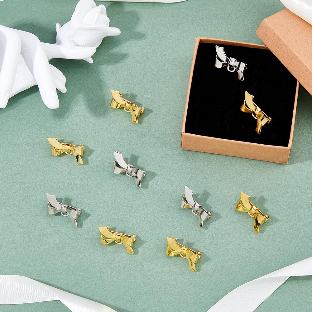SUPERFINDINGS 20 piezas 2 estilos pequeño broche de lazo con imperdible en platino y latón dorado broche pajarita broche pajarita para traje chaqueta abrigo ropa mujer accesorios