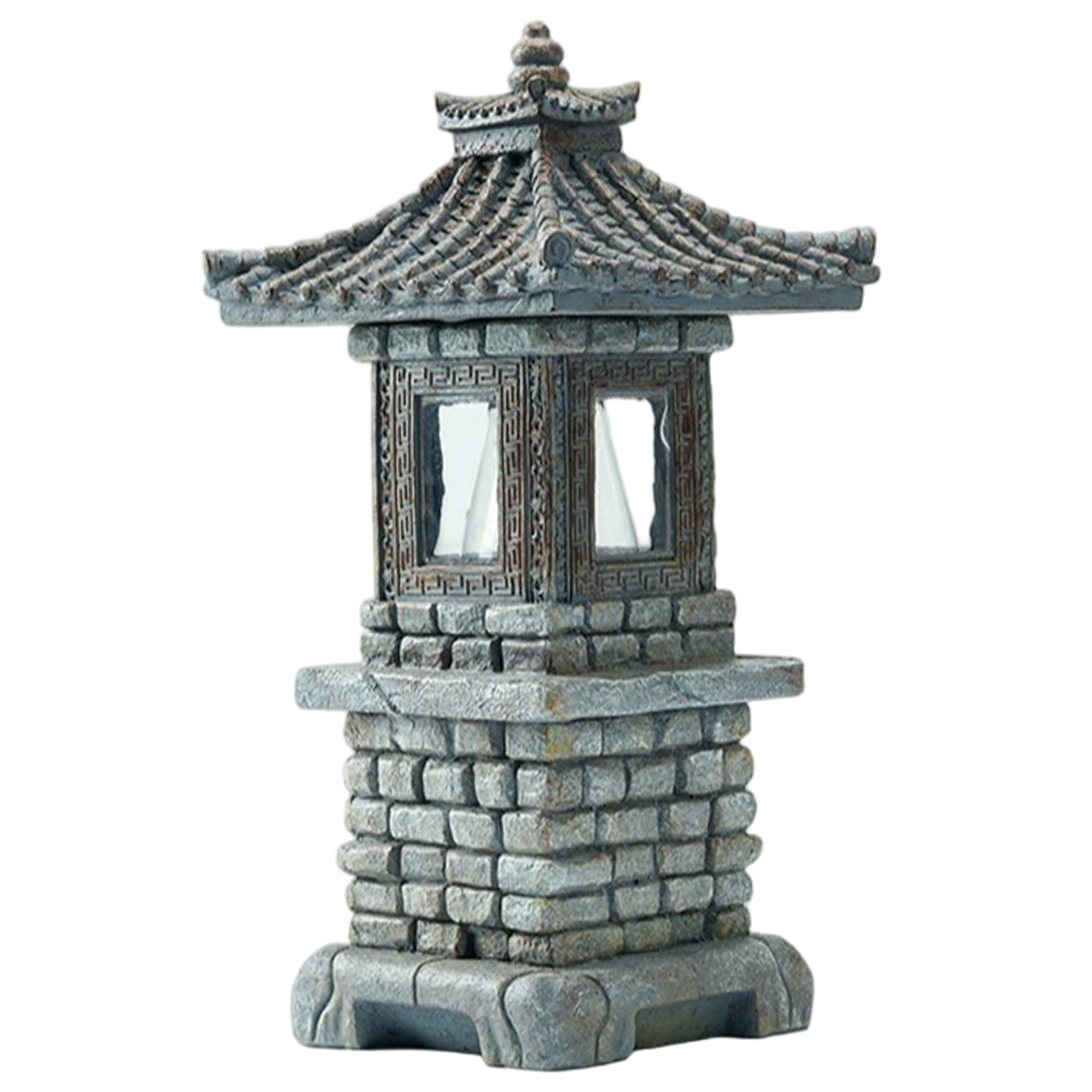 Striegro Pagoda Garden Statue, Solar-powered Pagoda Garden Statue Auto-on Led Lantern For Zen Outdoor Decor, Dark Gray..