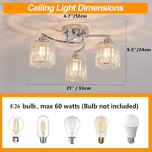 Miniatura 3 de Lámpara de techo de 3 luces (plata)