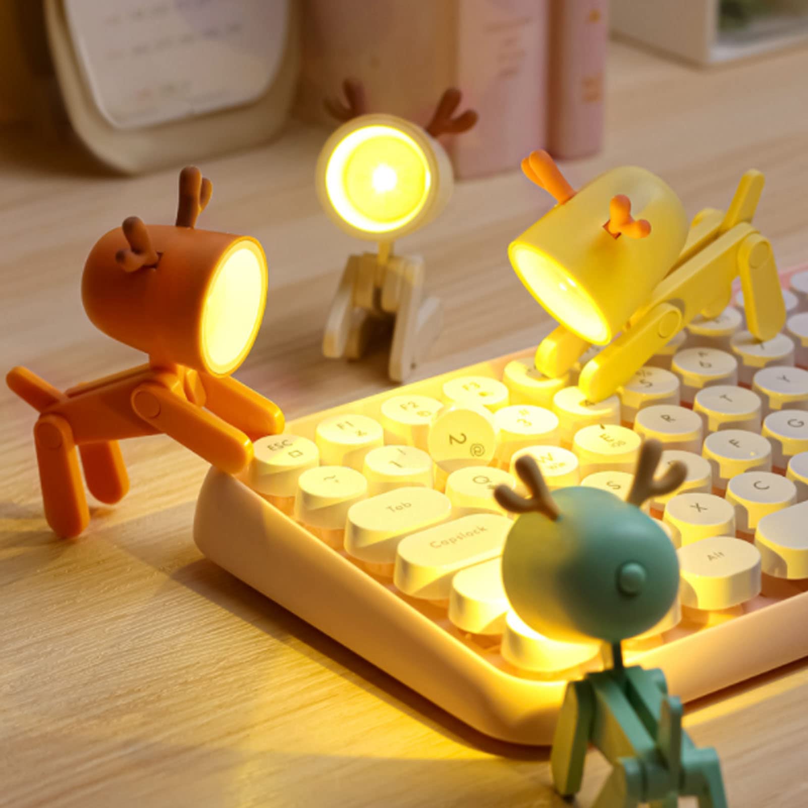 Mini luce notturna a forma di fiore cartoon, lampada portatile a LED da scrivania, a batteria, regolabile, per comodino, per bambini, ragazze, bambini, regalo di Natale, camera da letto, casa, ufficio