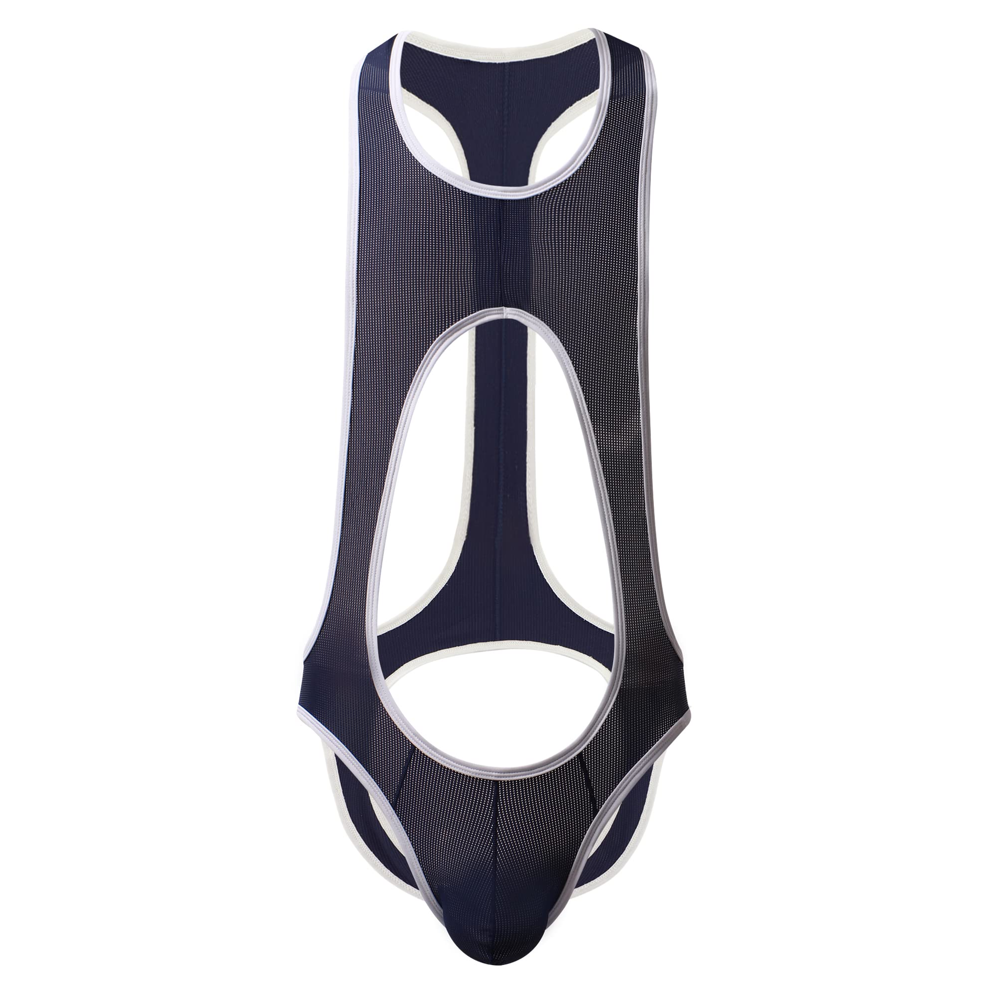 QiaTi Hommes Tanga Maillot Body Stretch Wrestling Singlet Jumpsuit Une Pièce G-string Sous-vêtements, D# Noir., M