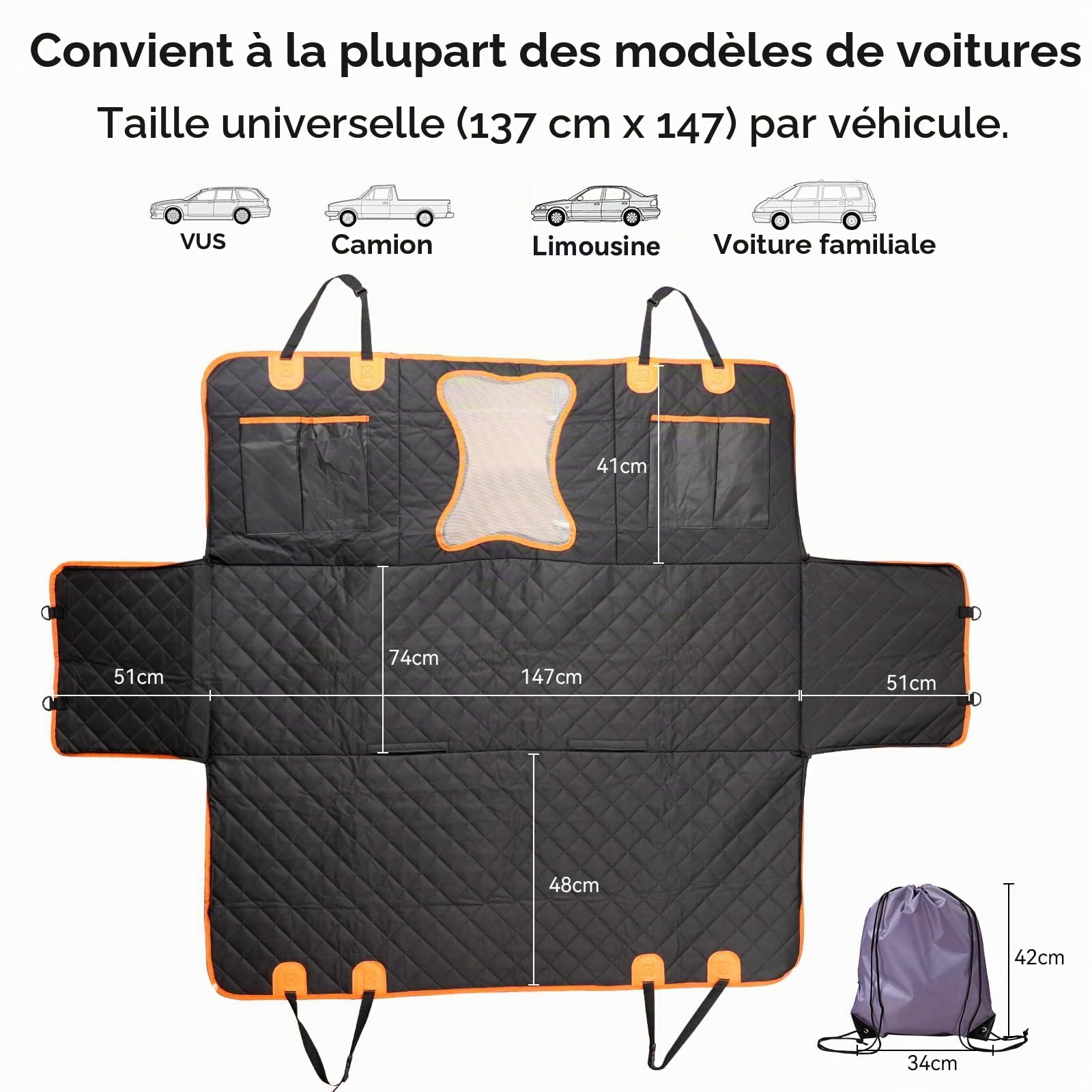 Car Dog Protection,Car Seat Cover for Dogs,Protective Car Seat for Dogs,Non-Slip and Waterproof Rear Bench,Waterproof Non-Slip Boot Cover for Dogs,Scratch-Resistant,Rigid Bottom for Cars