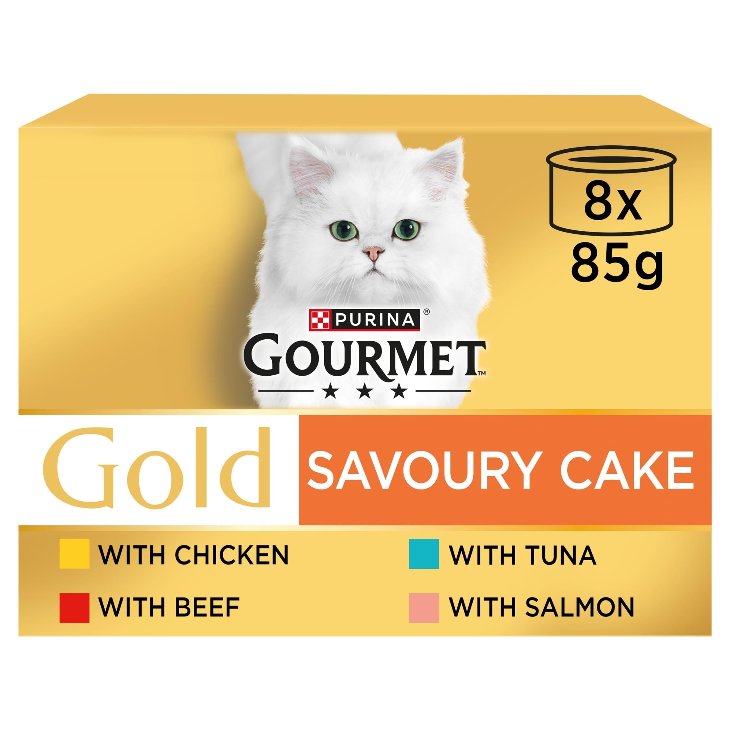 GOURMET Gold Savoury Cake Meat and Fish Variety Wet Cat Food 8x85g (Pack of 6)