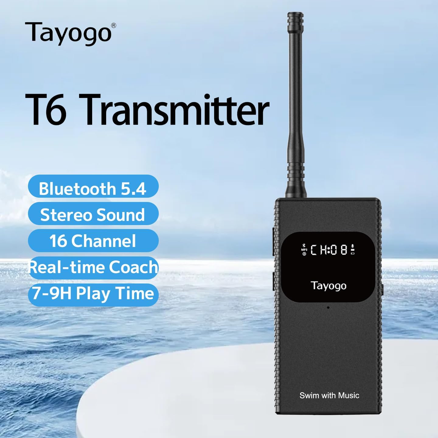 Tayogo Wireless Music Transmitter & Swimming Coach Communicator for Swimming and Training