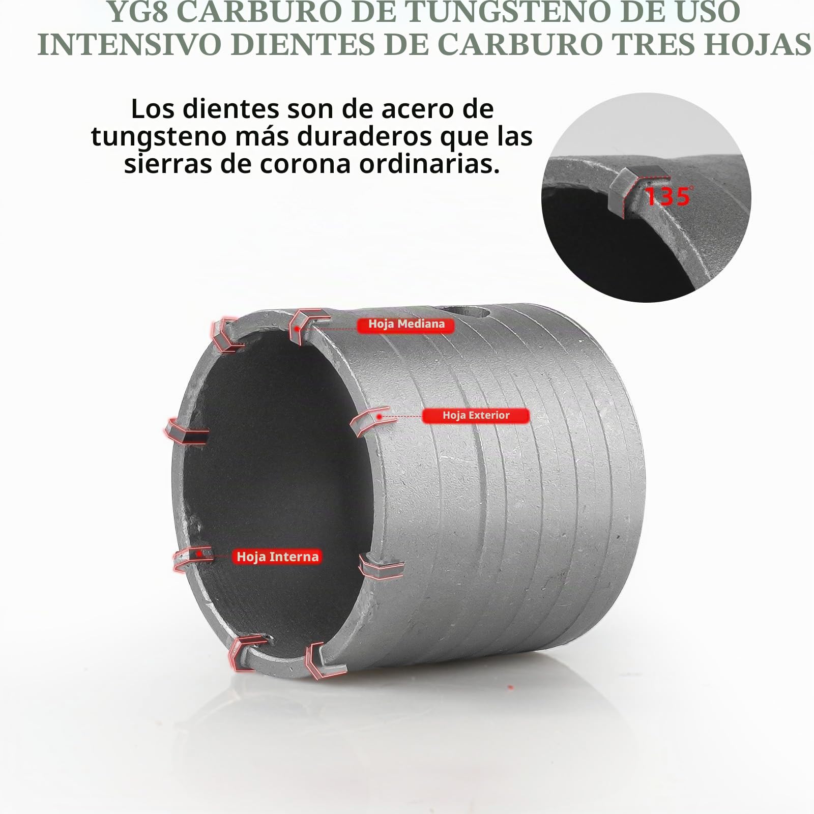 ZKH Juego de 9 Sierra Corona Perforadora, diámetro de 30–100 mm, broca para latas con 2 taladros previos, broca para enchufe con 300 mm SDS-Plus y SDS-Max, para martillos perforadores