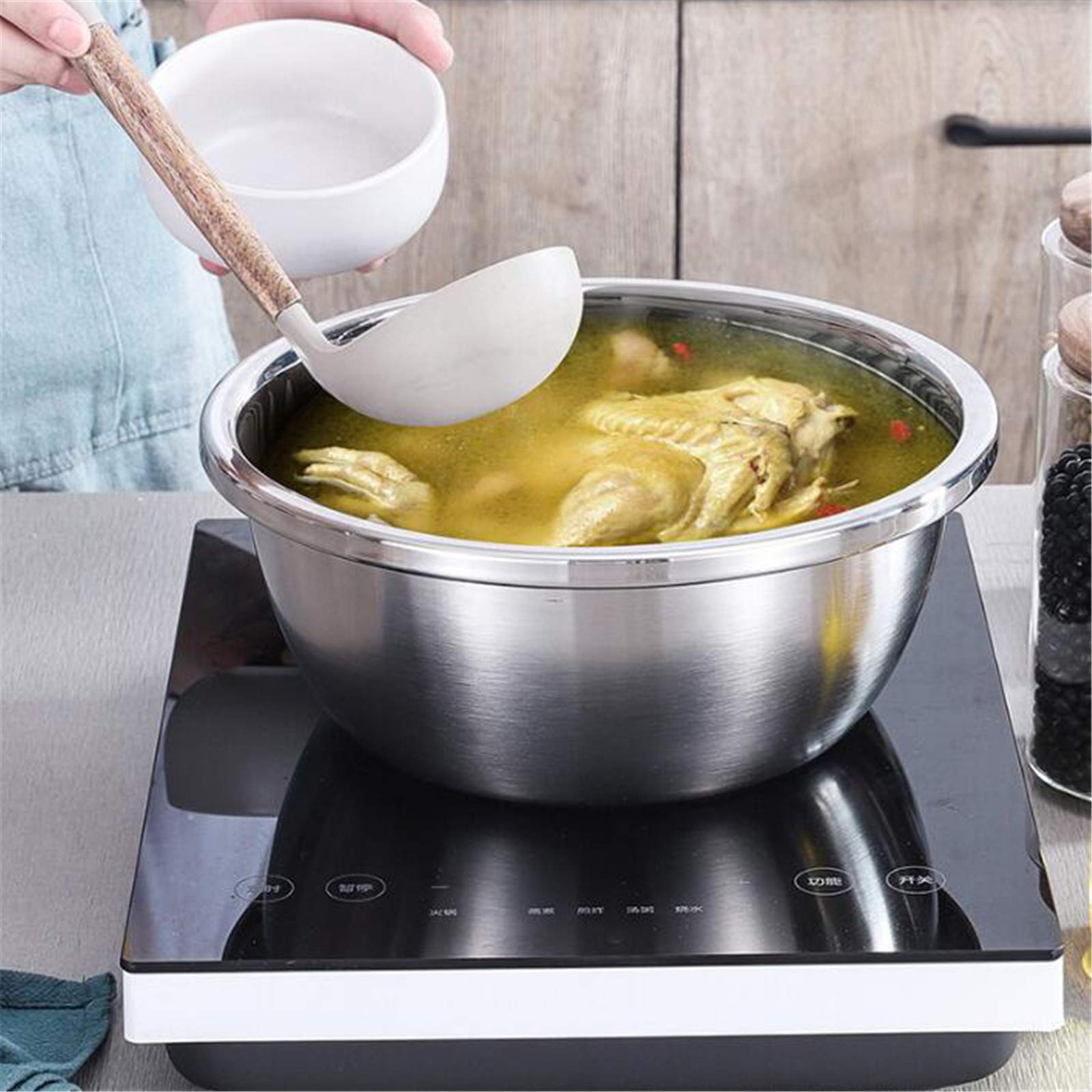Cuencos Nido de Acero Inoxidable de 3 Piezas - Vajilla Apta para microondas para Mezclar, batir y almacenar Alimentos (sin Tapa)-
