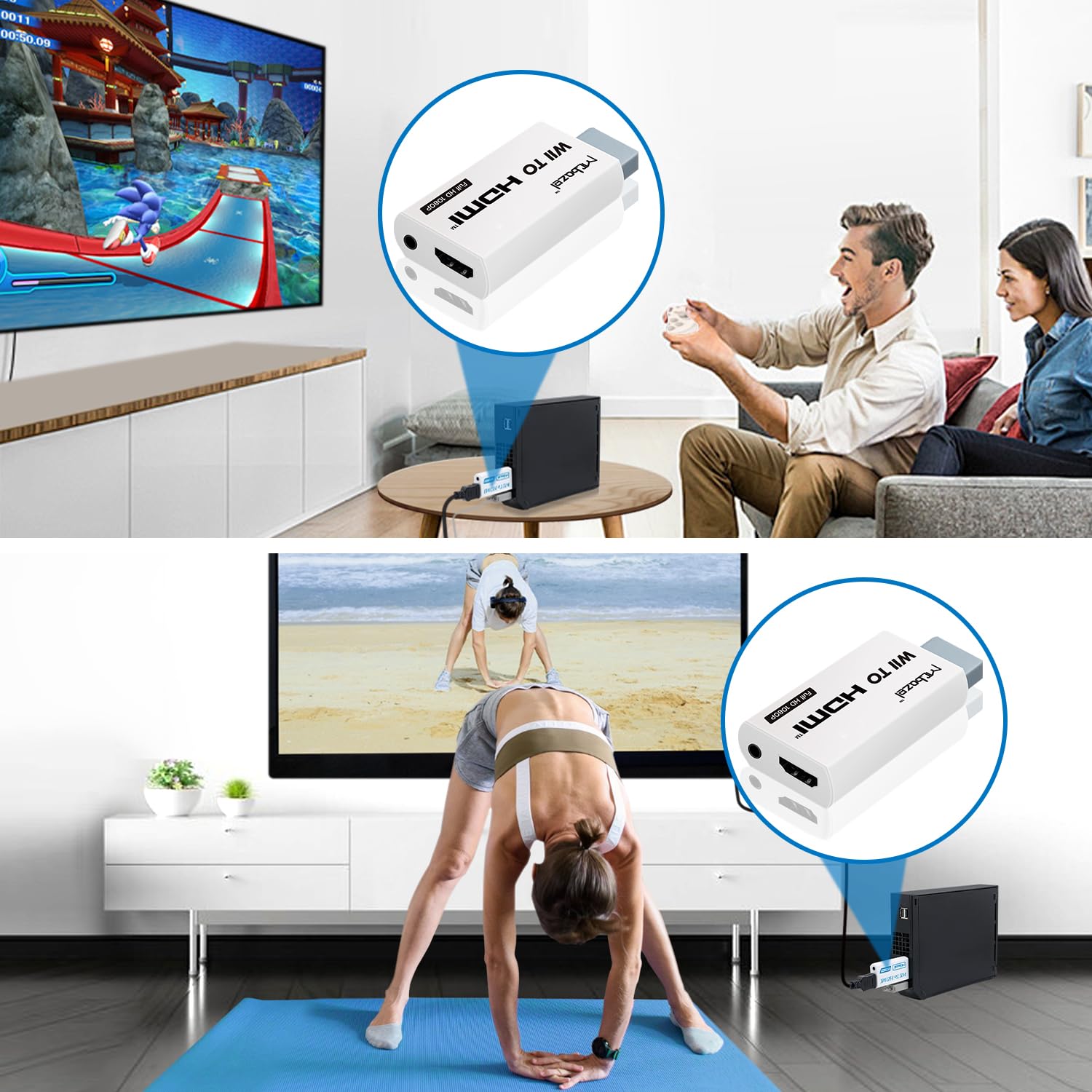 Mcbazel Wii a HDMI Converter, Convertidor de Adaptador Wii HDMI de Video Full HD 1080P con Audio de 3.5mm — view 8