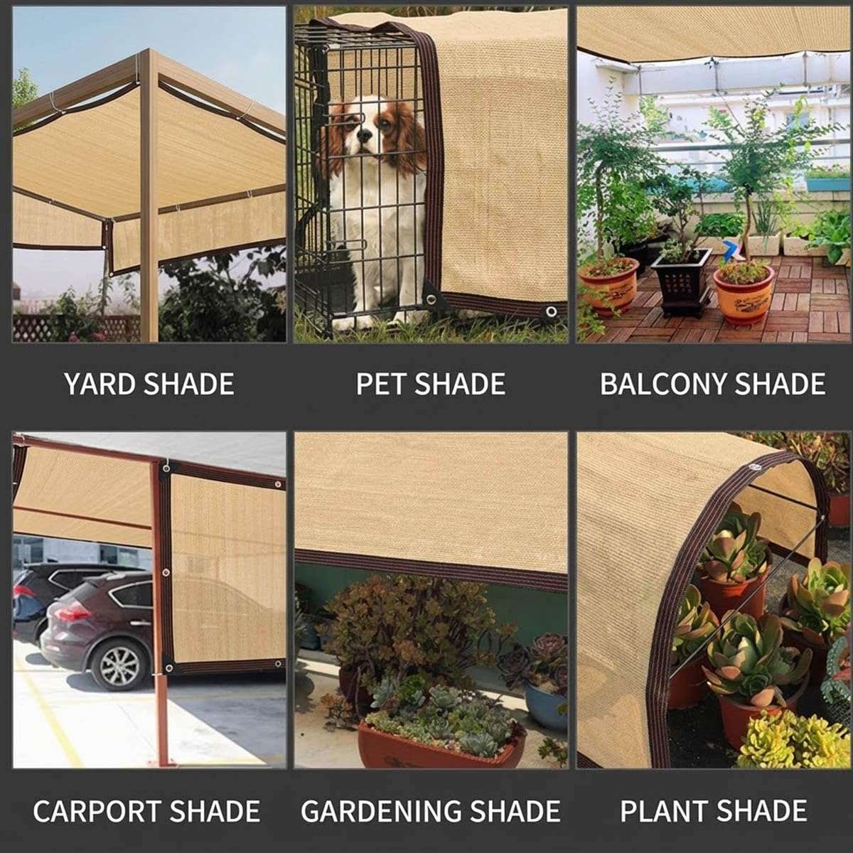 Red de Sombreado, 80% de Protección Solar Malla Sombreadora Exterior, Malla Sombreo Tela de Sombra para Jardín Pérgola Invernadero, 1X2m 2x6m 5x9m 3x5m 3x9m 4x8m 4x7m 6x9m, Beige(6mx9m)