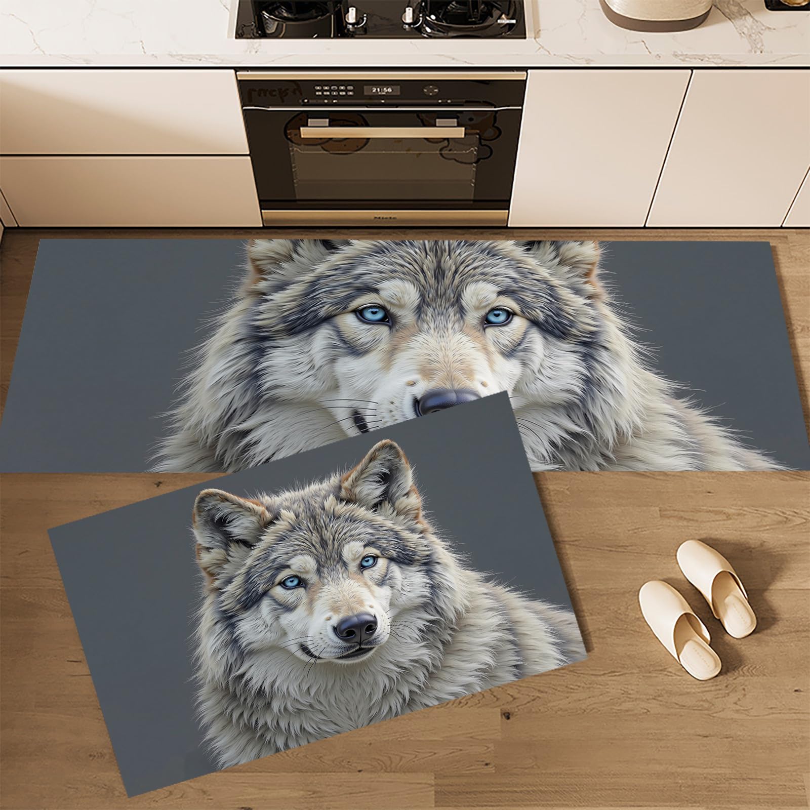 Alfombras y tapetes de cocina antideslizantes de 2 piezas con diseño de animales