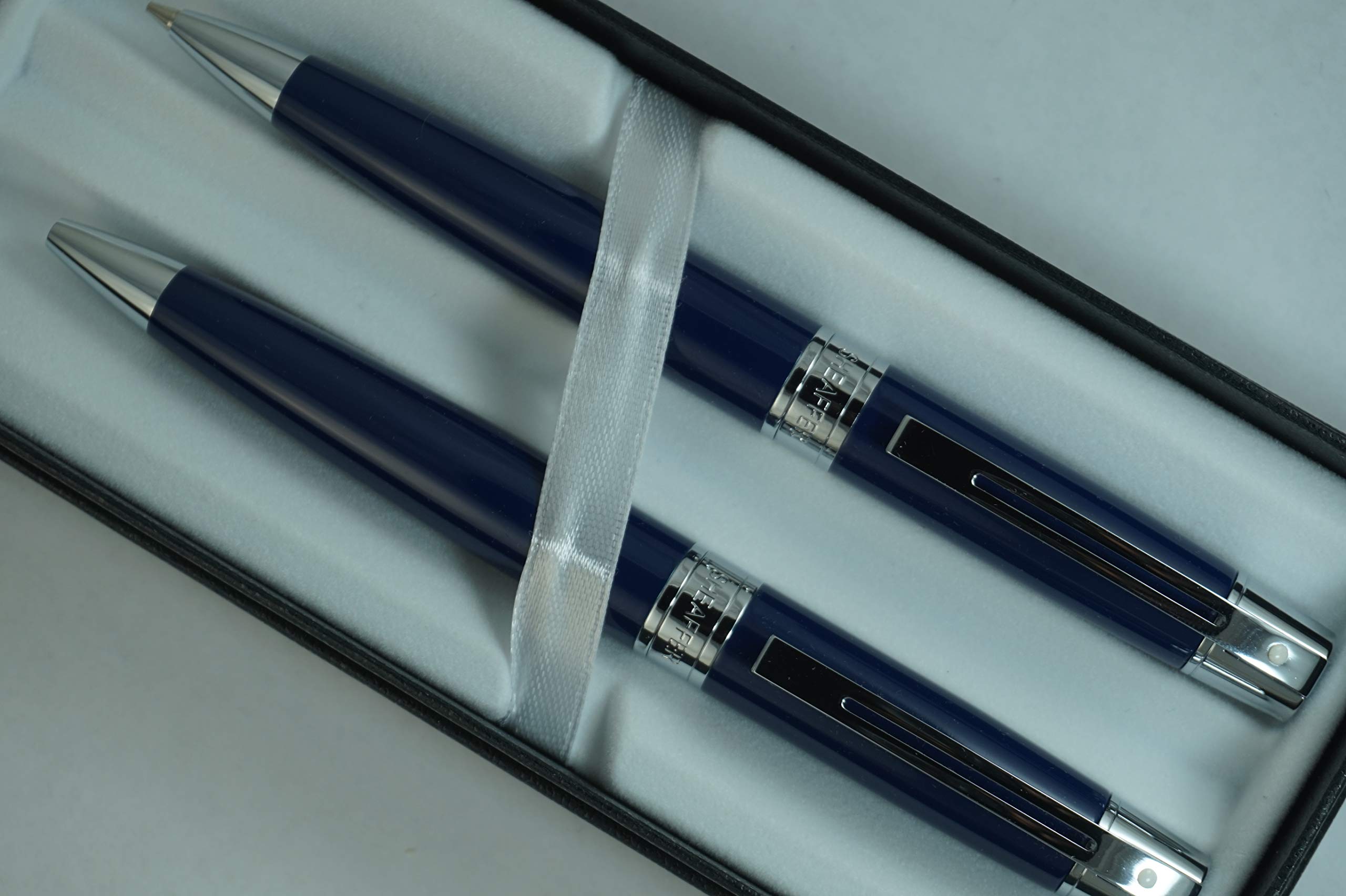 300 Collection II Blue Barrel and Satin Chrome Appointments Medium Point Ballpoint Pen and Pencil Set