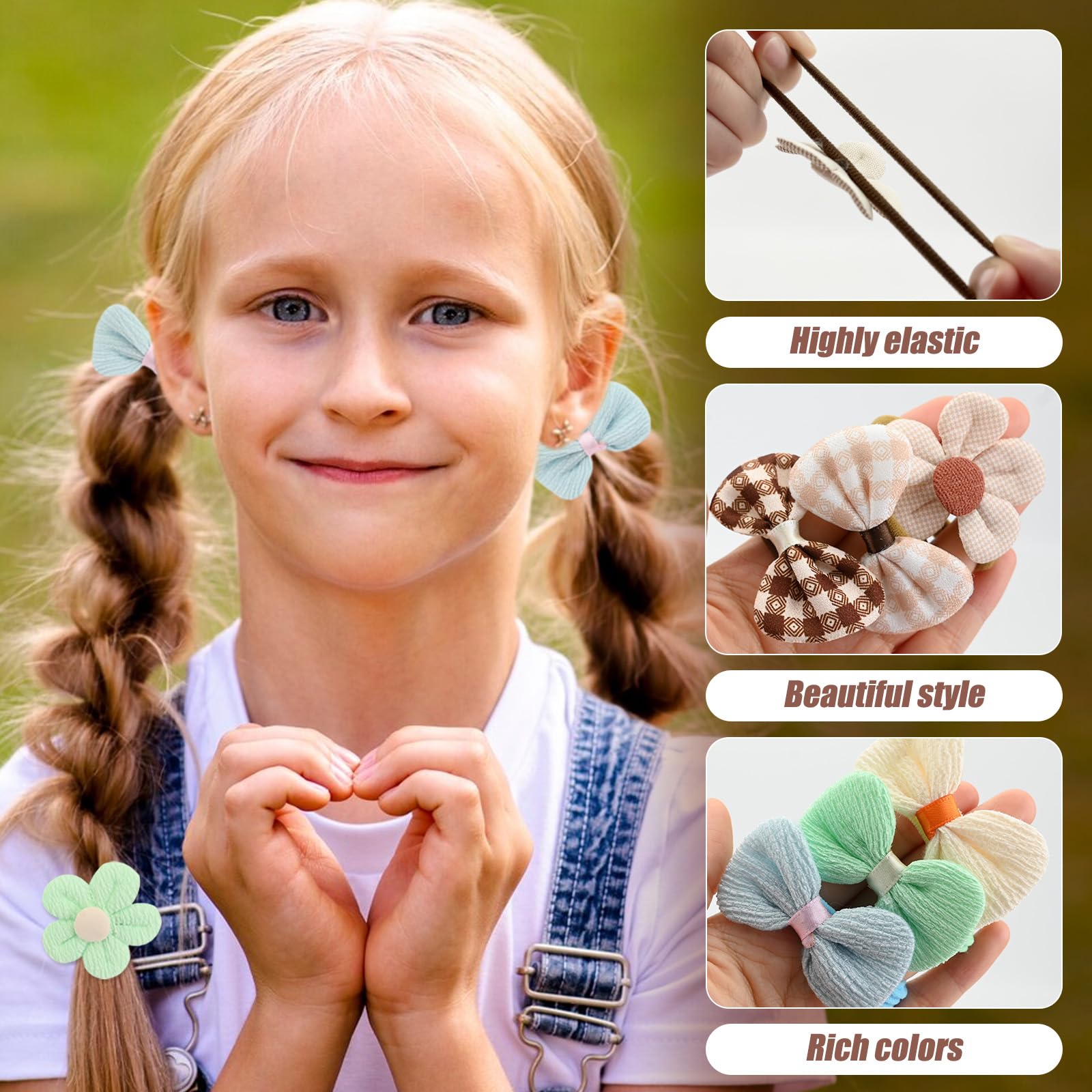 70 Pcs Hair Accessories for Girls Toddler Hair Bands Soft Elastic Baby Hair Bands & Non-Slip Clips with Bows Flowers Comfortable Girls Hair Accessories School Party (Candy Color Mix) - Image 3