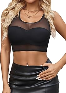 Avidlove Mesh Top Women Sexy Camisole Tank Top y2k Cut Out Backless Undershirts Sheer Clubwear Outfit (Bra Not Included)