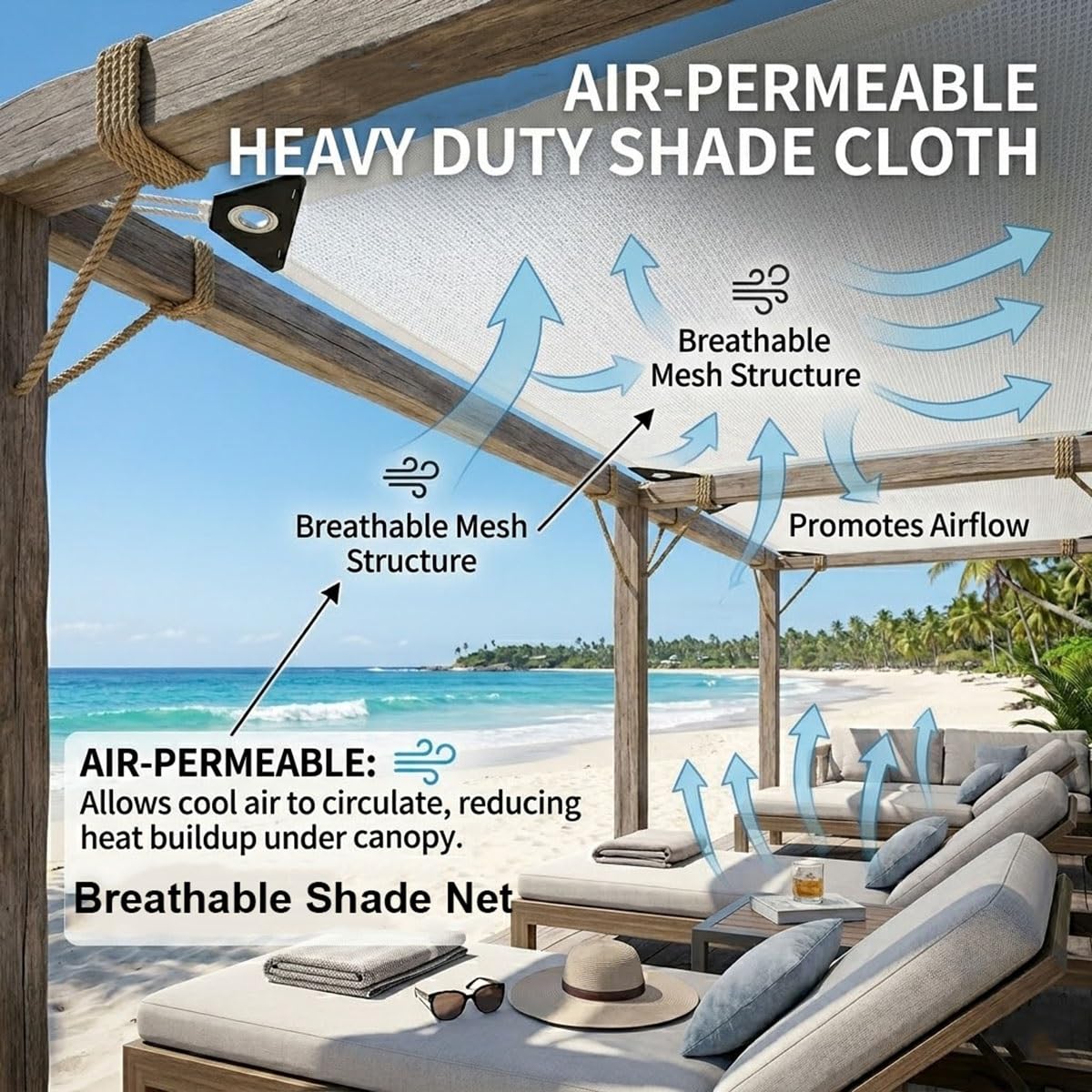 Outdoor eWhite - Toldo con ojales para invernaderos de balcón y balcón, 50 % e (13 x 18 m)