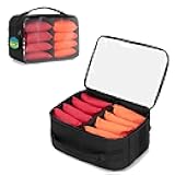 GOBUROS Cornhole Bag Carry Case Holds Up To 8 Bags, Cornhole Bean Bag Holder with Padded Divider, Flag Patch Area and Portable Handle for Men and Women, Black,