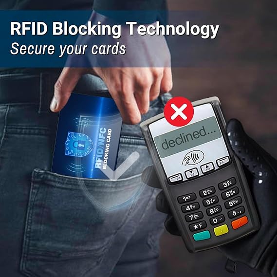 RFID Blocking Card 4 Pack,Credit Card Protector for Identity Document, Passport, Entire Wallet etc, Anti-Theft Debit Protecto for Entire Wallet Protection(Blue)