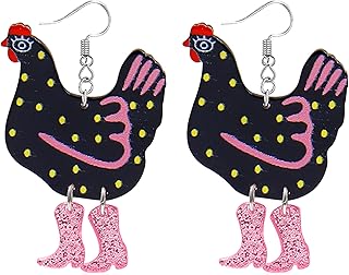 Chicken Earrings for Women Acrylic Boot Big Chicken Earrings Funky Earrings for Women Chicken Earrings for women Chick Earrings Friend Gifts for Women Funny