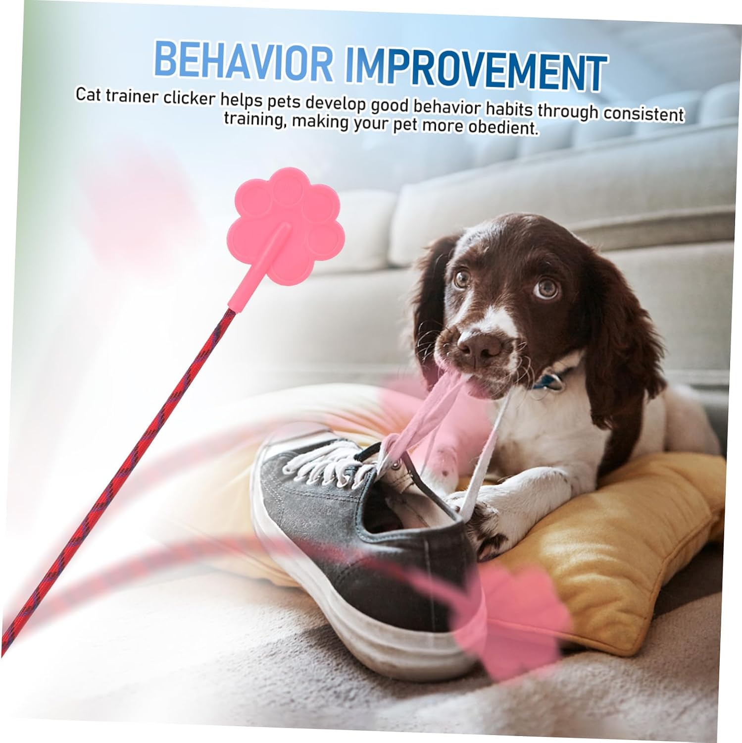 BESTonZON 2Pcs Cute Paw Shaped Pet Training Tool Dog Trainer Clicker Cat Training Stick Easy to Use Engaging Design for Behavior Improvement Multi Pet Compatibility