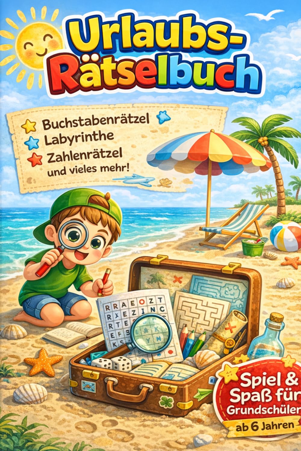 Urlaubs-Rätsel-Buch für Grundschüler: lustige Spiele und Rätsel mit Papier und Stift - Reisespiele für Eltern und Kind: macht aus jeder Wartezeit ein ... (Unterwegs-Rätsel-Bücher für Grundschüler)