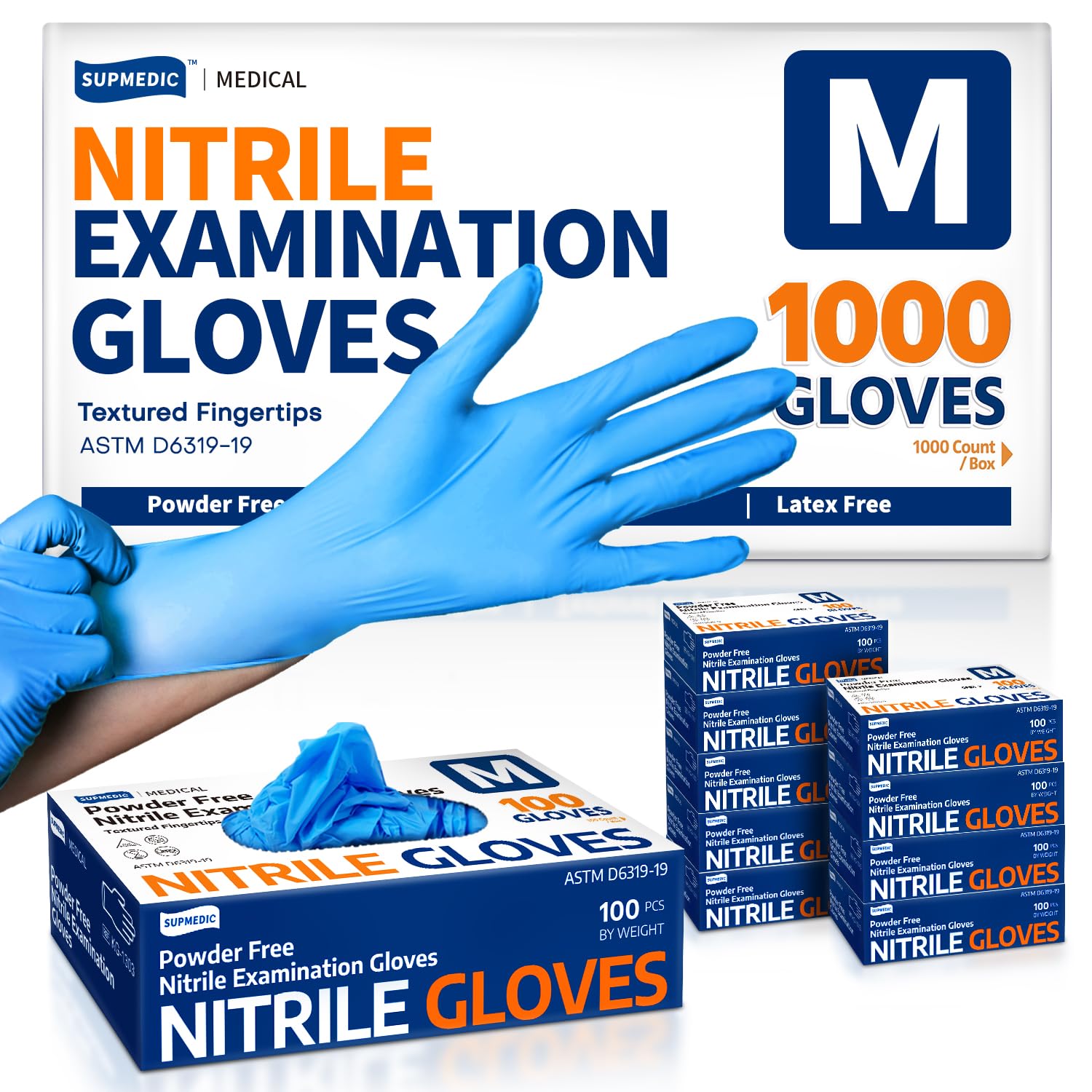Medical Soft Max Nitrile Exam Gloves 1000 Pcs Latex-Free Powder-Free Food Safe Clean Cooking Disposable Glove Blue