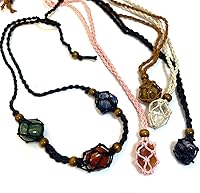 Cifibifun 7 Chakra Natural Crystal Healing Necklace Set - 5 Handmade Adjustable Cords in Black Pink Brown White, Yoga Meditation Spiritual Gift for Women