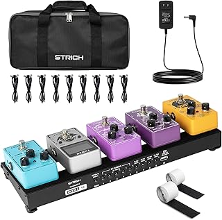 STRICH Guitar Pedal Board with Built-in Power Supply, Small Pedal Board 15 x 5.1