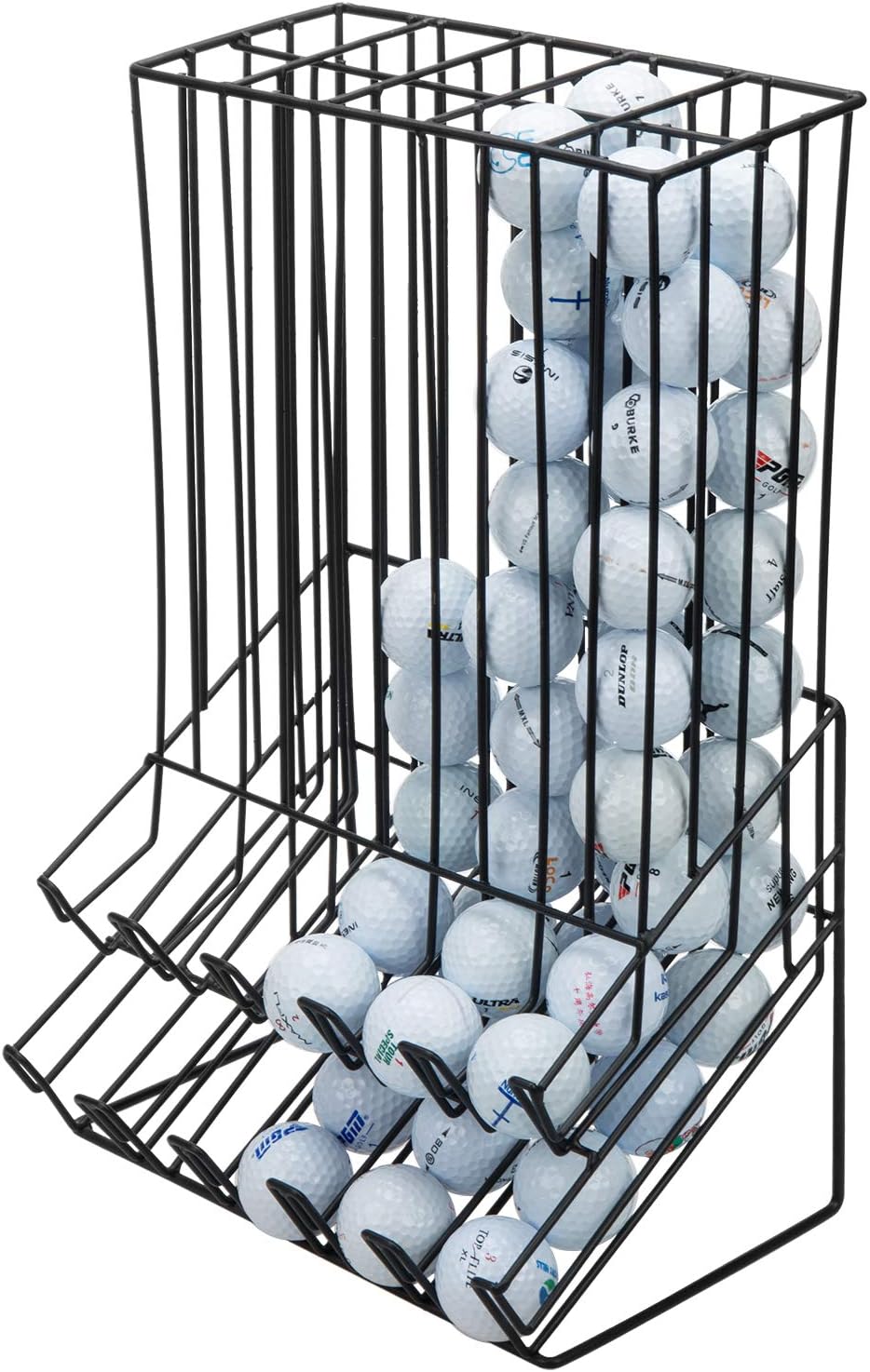 MyGift Golf Ball Basket Holder - Matte Black Metal Wire Golf Ball Dispenser and Countertop Display Rack