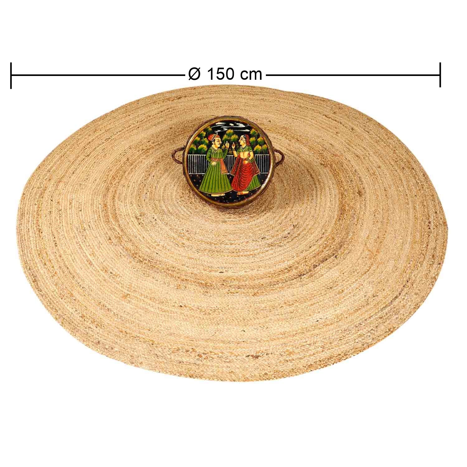 Casa Moro Tappeto in juta Tamani naturale Ø 150 cm rotondo | Tappeto in stile bohémien in 100% fibra naturale di iuta intrecciata a mano | per una casa semplice | MA5818