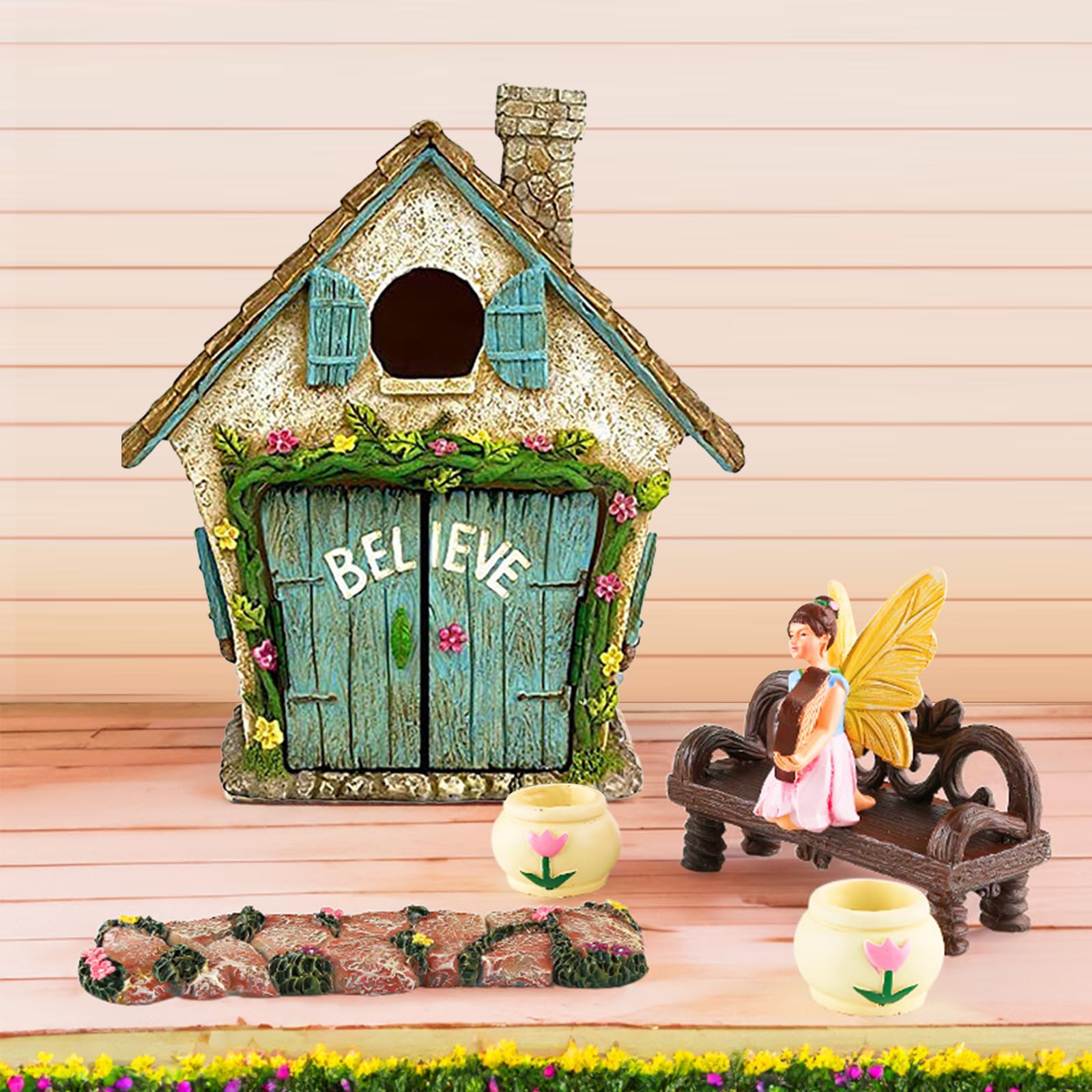 Pinypon Casita De Las Flores – Casa De Juguete Plegable Amarilla Y Rosa Con Accesorios, Vallas Decorativas Y Mini Muñeca Pop&Swap, Para Niños Y Niñas Desde 4 Años