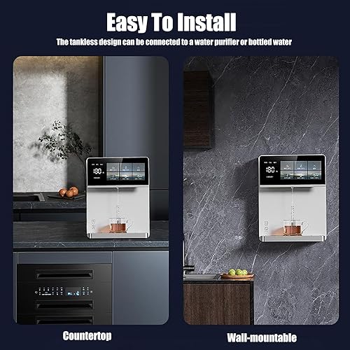 Miniatura 7 de Dispensador de agua fría y caliente montado en la pared, enfriador de agua de calor instantáneo de 3200 W, 5 controles de temperatura precisos,