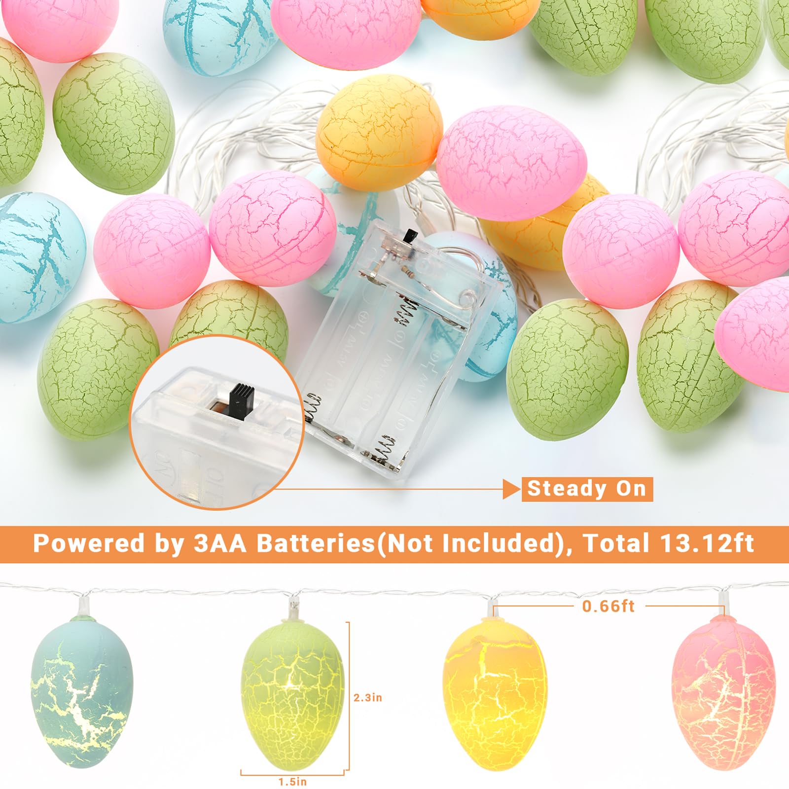 Amazon.co.jp: BrizLabs LEDイースターエッグストリングライト 20個 13