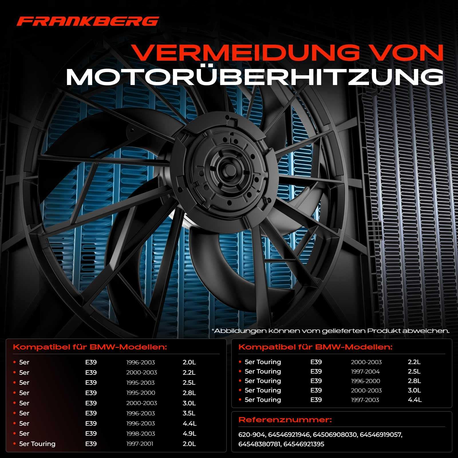 Kühlerlüfter Motorkühler für 5er E39 520 523 525 528 530 535 540 1995-2004 620-904