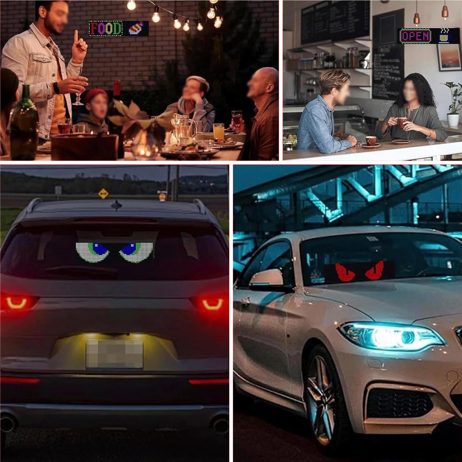 Led Augen für Auto LKW Devil Eyes Teufelsaugen Display Matrix Panel USB | Leuchtaugen, Dynamic Soft Screen, Wasserdicht, Smart DIY, Programmierbare, Kfz Frontscheibe Heckscheibe Traktor, 1er, 2er set
