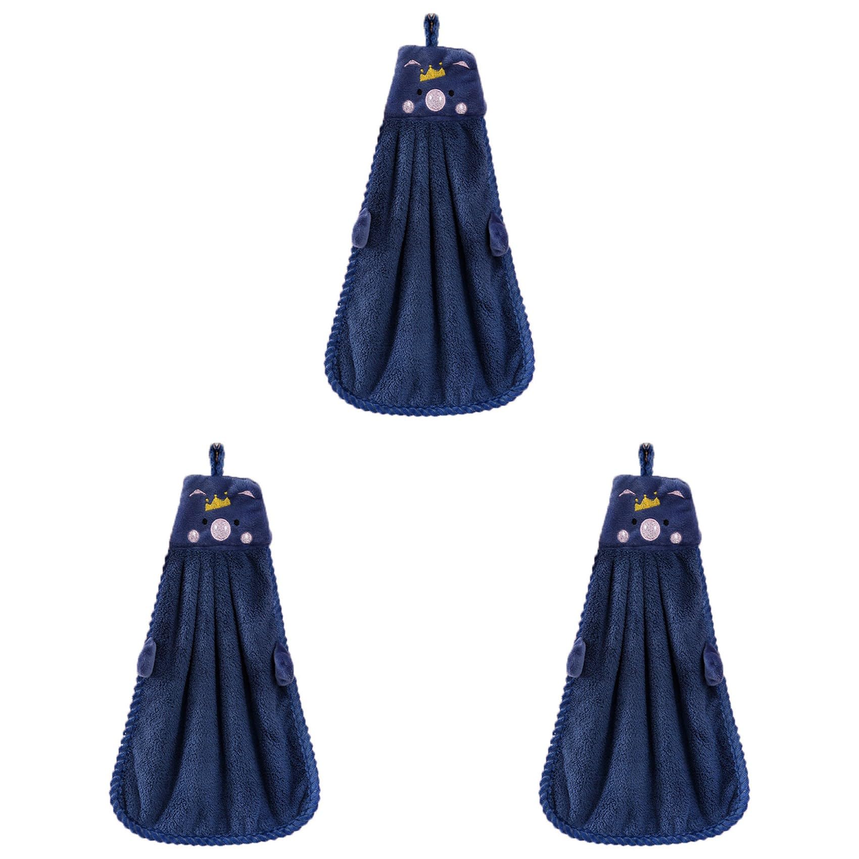 ISKDJBJG 3X Hand Towel for Kitchen Bathroom Coral Velvet Microfiber Quick Dry Absorbent Cleaning Cloths Bath Terry Towels-Blue