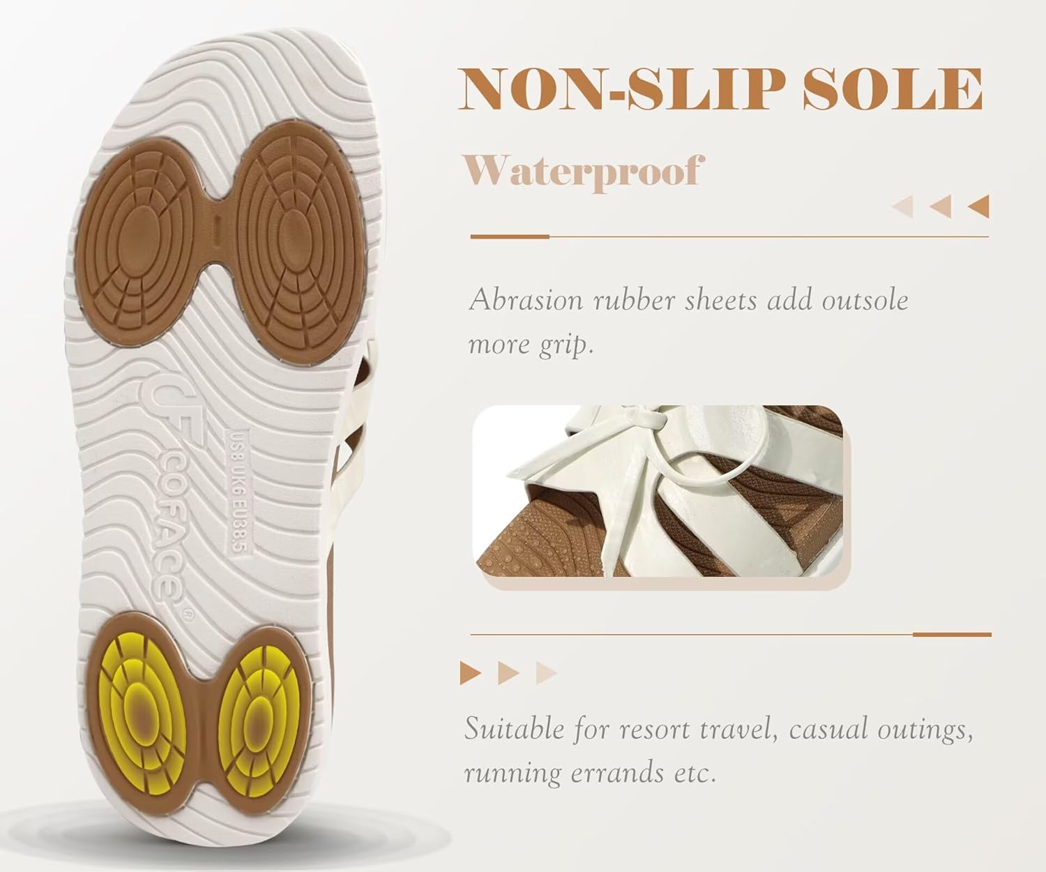 COFACE Womens Dressy Orthotic Sandals Trendy Square Toe Comfortable Thick Athletic Cushion Recovery Walking Slides Lightweight Yoga Foam Flat with Plantar Fasciitis Arch Support - Image 6