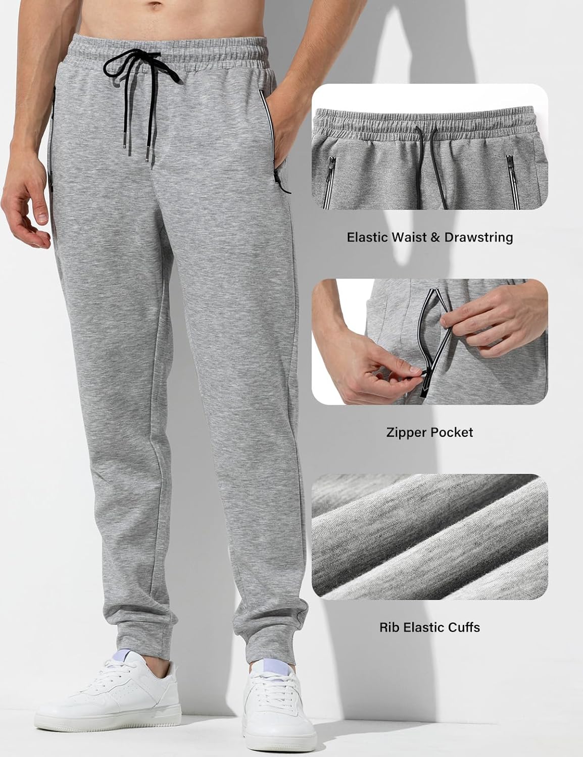 Casey Kevin Men's Joggers with Zipper Pockets Athletic Training Casual Sweatpants Breathable Soft Pants for Men - Image 5