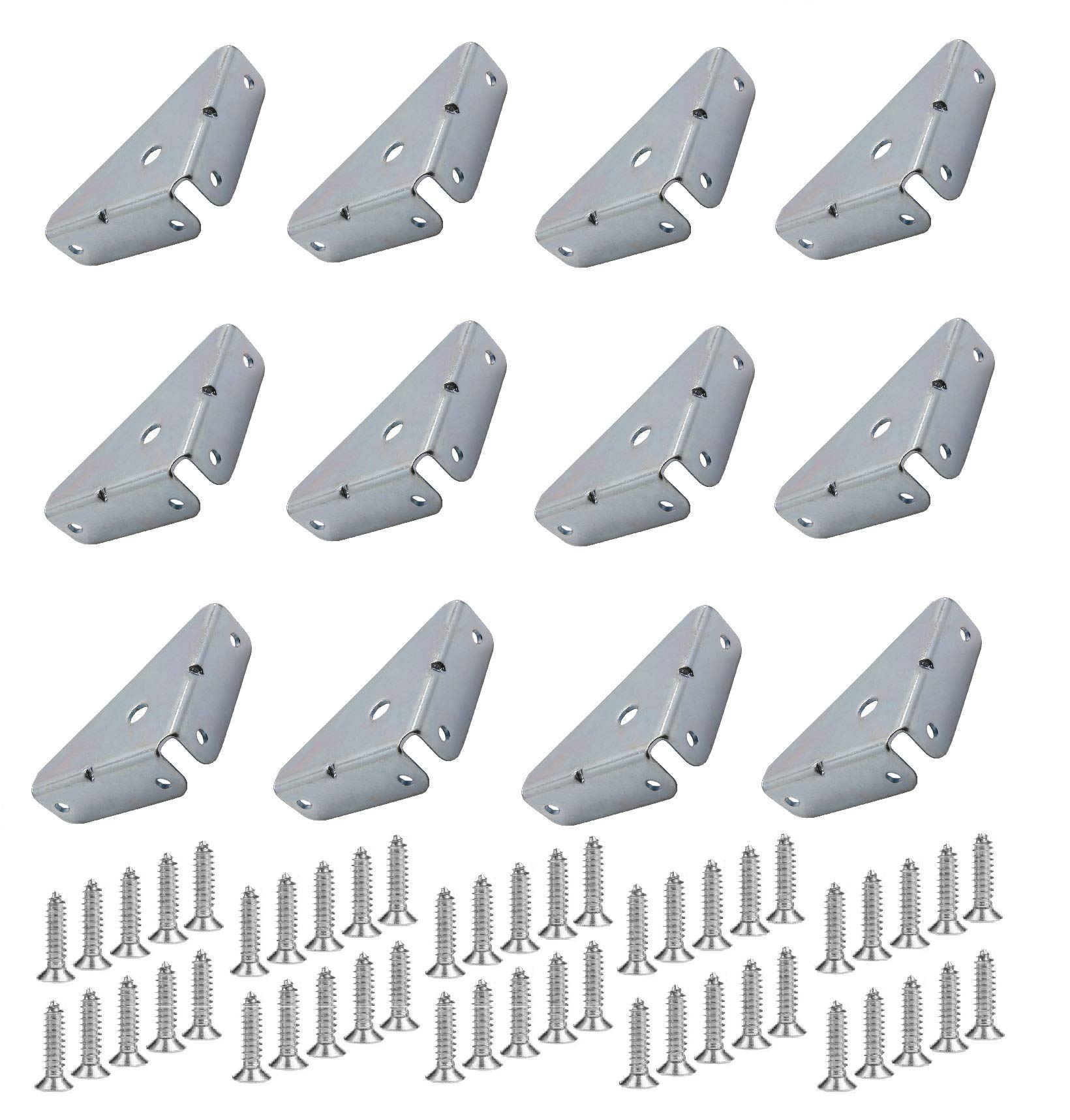 TERF® 12 Pcs Heavy Duty 50mm Angel Mounting Corner Brace Bracket Joining Fixing Repair Self Support Steel Plates with Fixing Screw