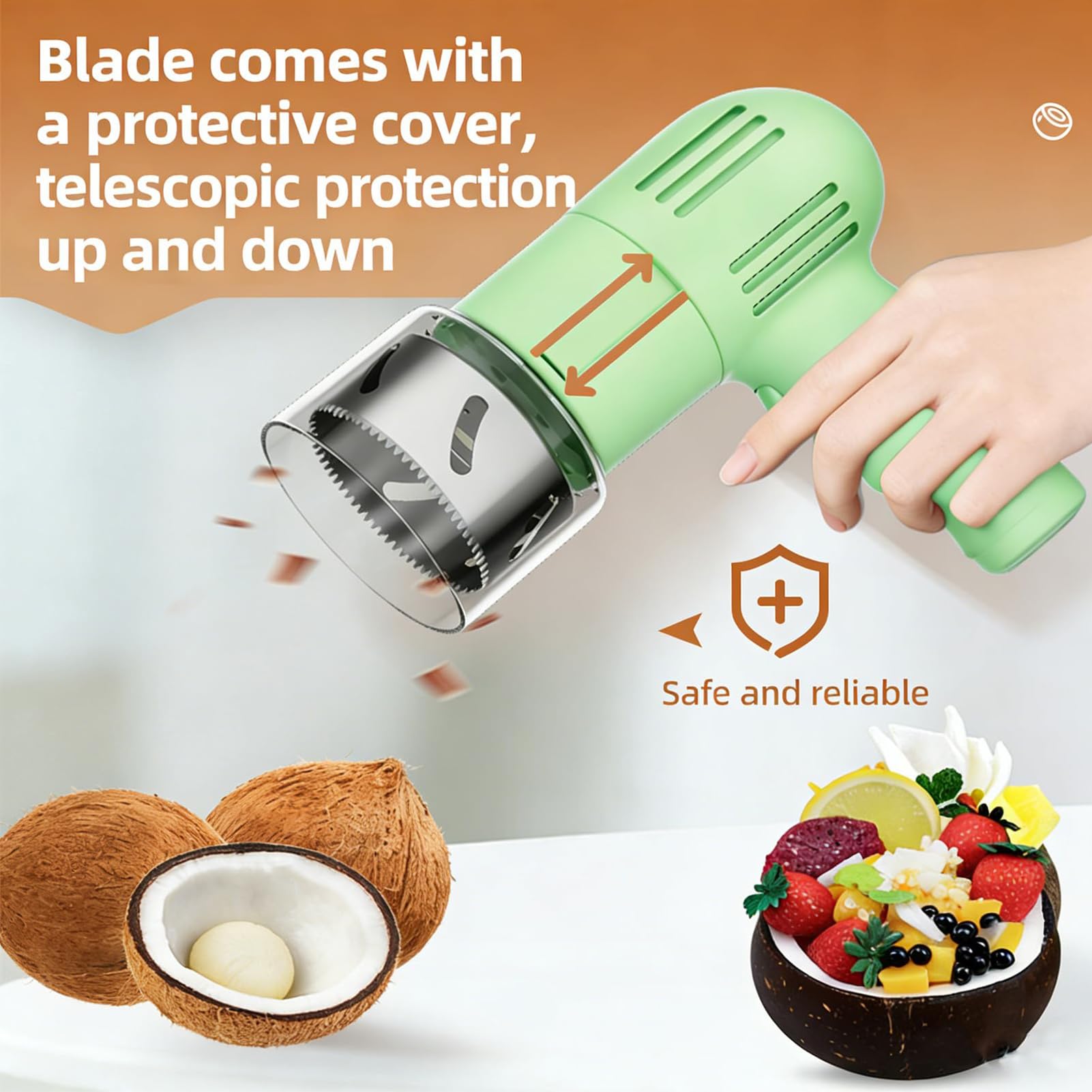 Herramienta de abridor eléctrico de coco, perforadora automática para barras de jugo y fiestas, fácil operación con una tecla, perfecto para cocos jóvenes y maduros