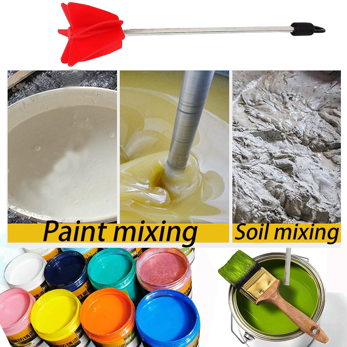 Broca de resina epoxi, mezclador de pintura de perforación de 11 pulgadas, mezclador de pintura/mezclador de pintura para mezclar resina, resina epoxi y moldes de resina de silicona (12)