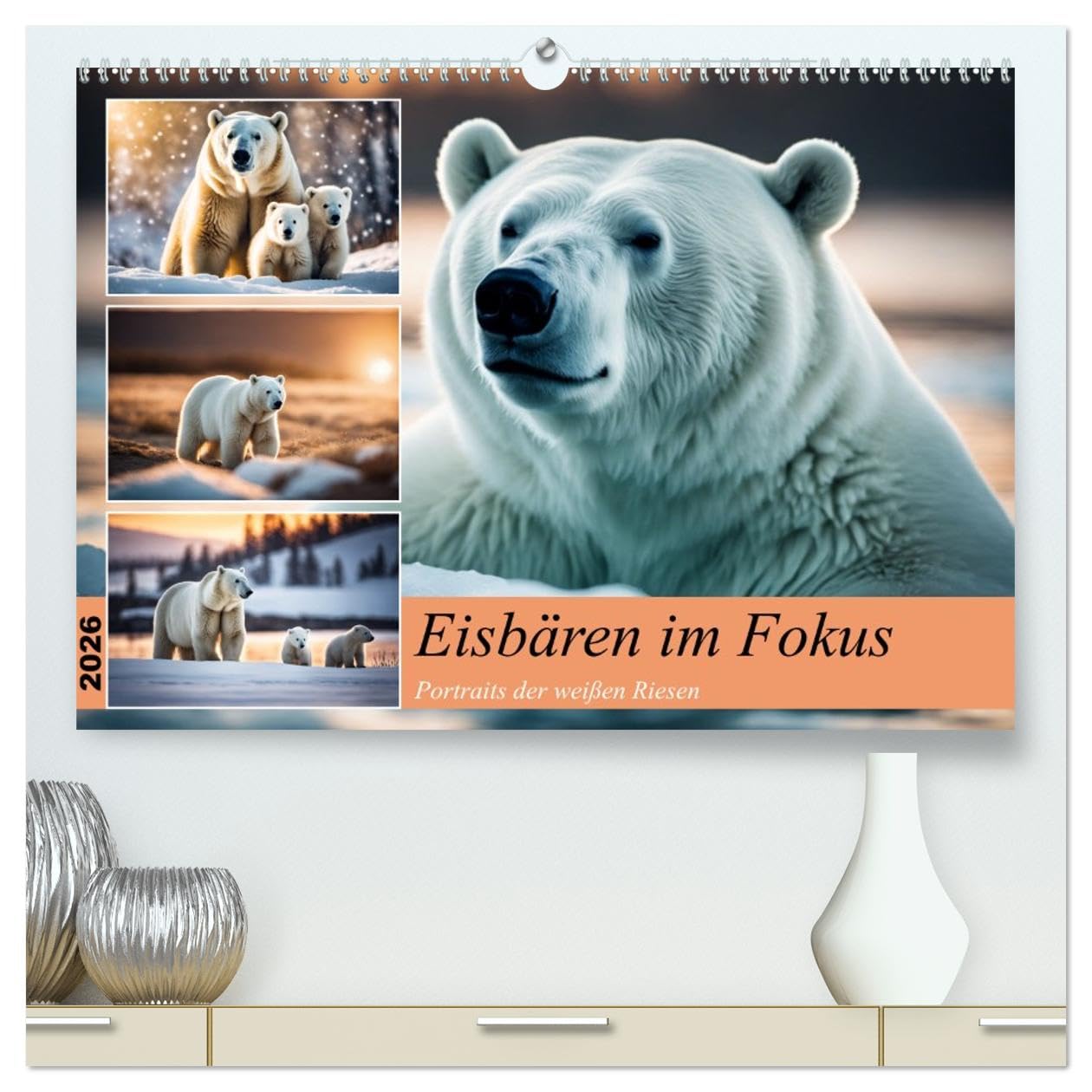 Eisbären im Fokus (hochwertiger Premium Wandkalender 2026 DIN A2 quer), Kunstdruck in Hochglanz: Portraits der weißen Riesen (CALVENDO Tiere)