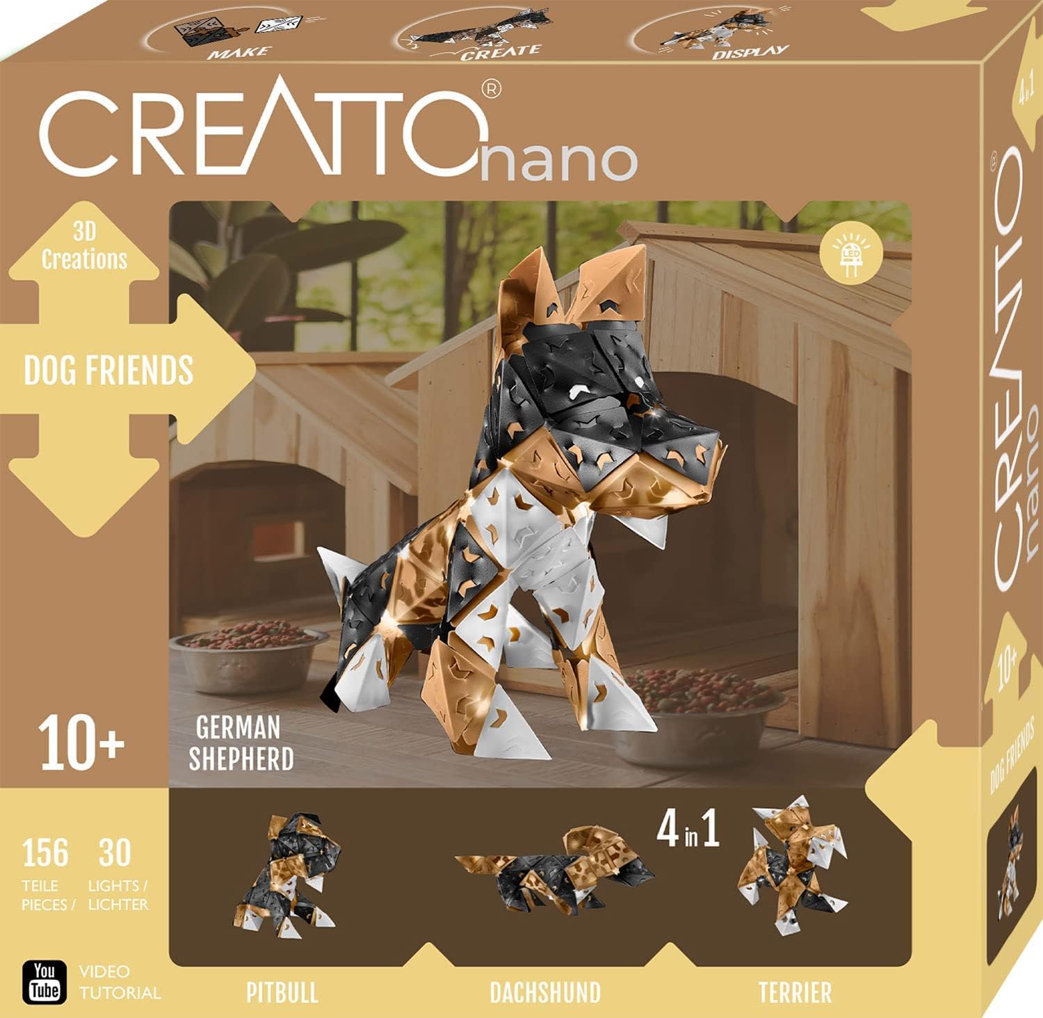 Chien en origami lumineux avec 30 LED Creatto, le cadeau créatif idéal pour passionné de Teckel