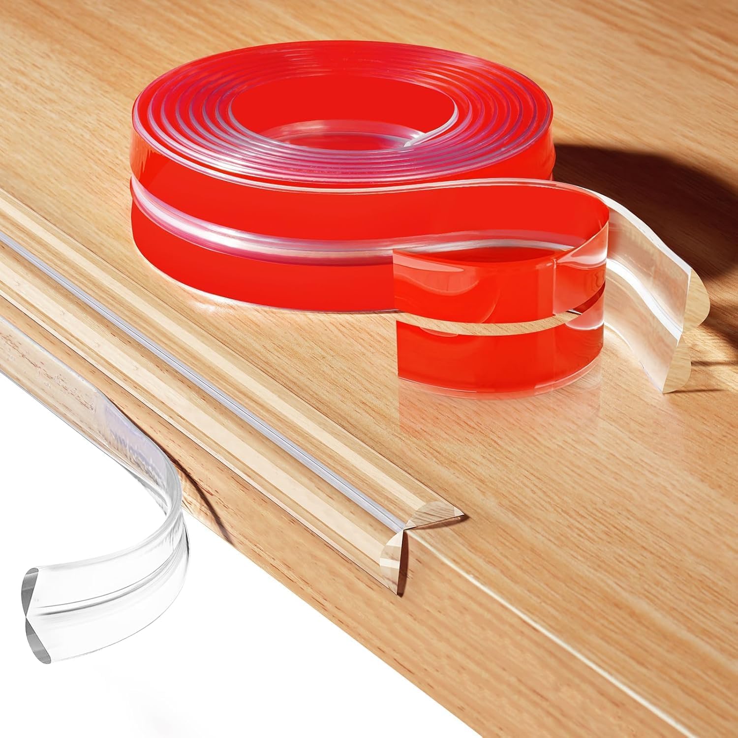 Edge Protector Strip for Baby Safety, 1 Metre Soft Silicone Furniture Guard, Table Corner Bumper Cover, Red (1 Meter)-image-18