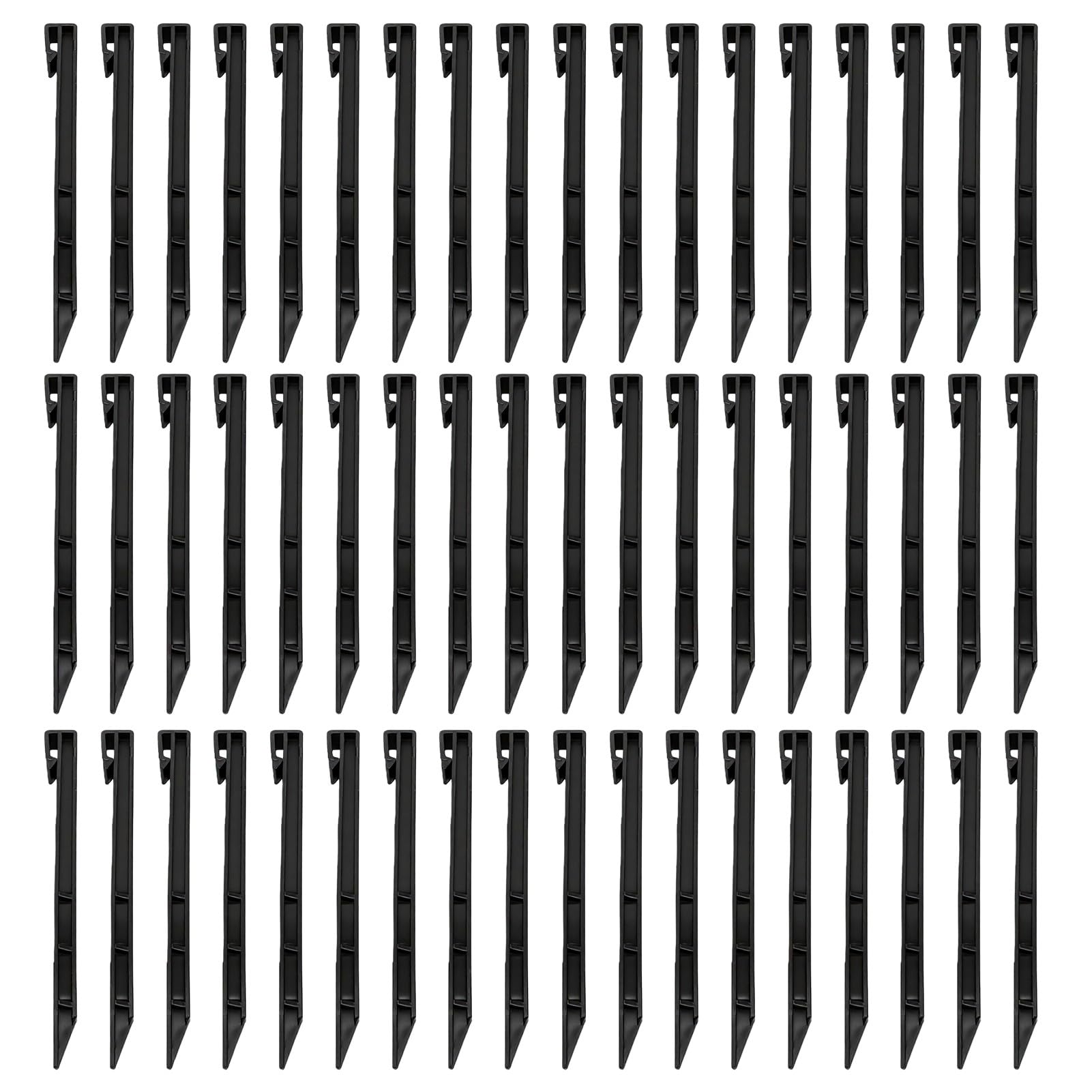 VGEBY Piquets d'ancrage au Sol en Plastique, 54 Piquets de Tente Noirs avec Dessus incurvé en Serpent, Conception à Poignée en épine, 9,45 X 0,71 Po pour Bordure de Jardin, Pelouse, Utilisation de