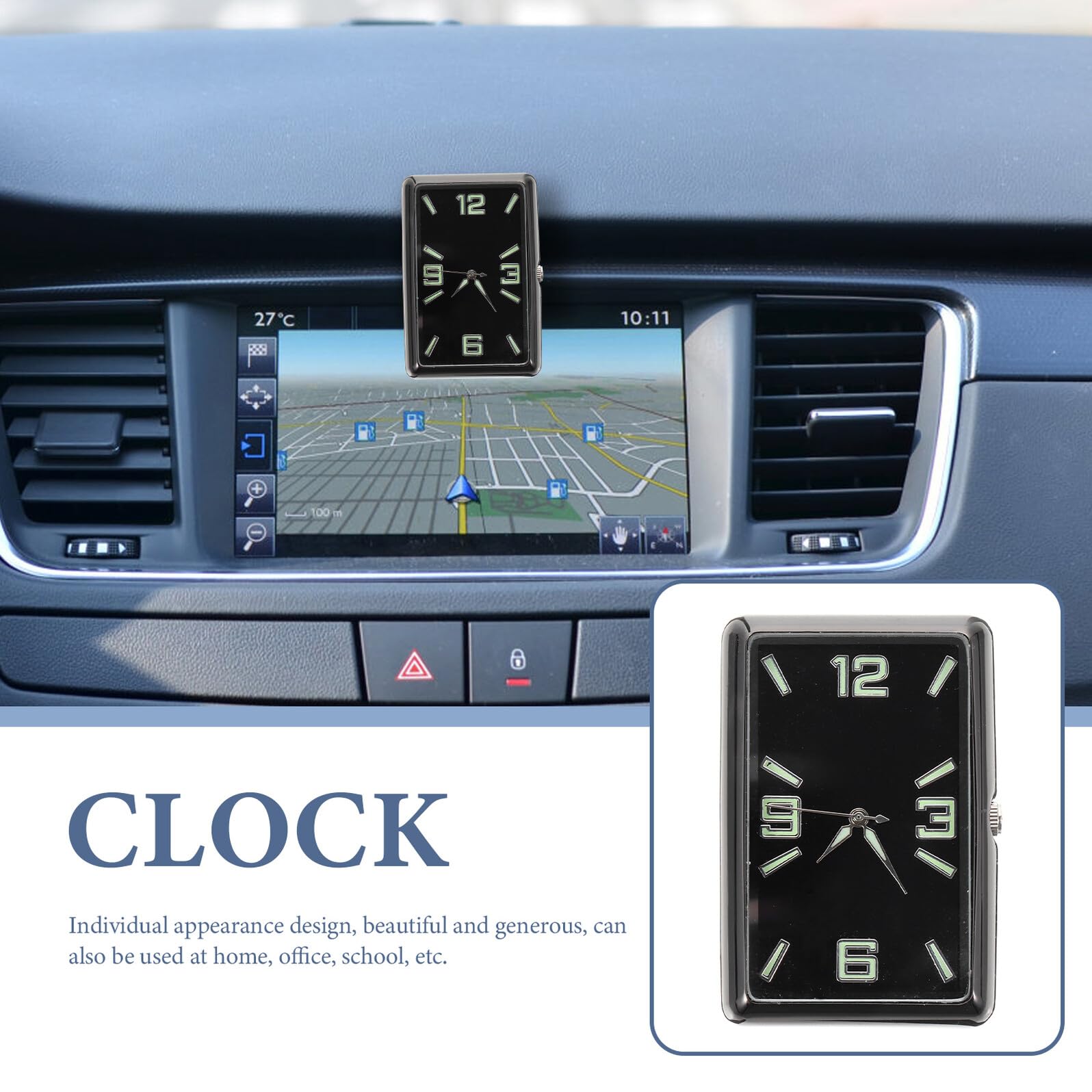 Reloj Cuadrado Analógico para Coche Decoración de Tablero Diseño y Duradero Uso Automóvil Oficina Hogar y Escuela