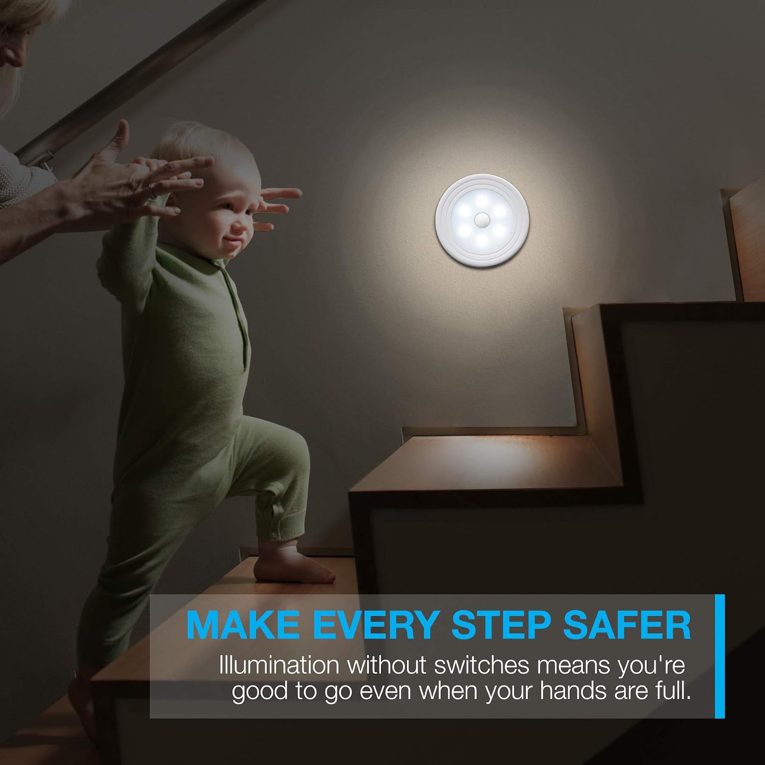 Motion Sensor Light, Closet Light, [6 Pack] Wall Light, Stick Anywhere with No Tools, Battery Operated Lights, LED Night Lights, Perfect for Staircase, Hallway, Bathroom, Bedroom, Kitchen, Cabinet