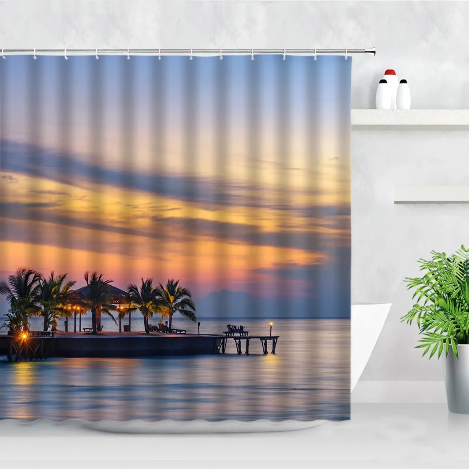 Rideau de douche océan de nuit en tissu imperméable 80x170cm