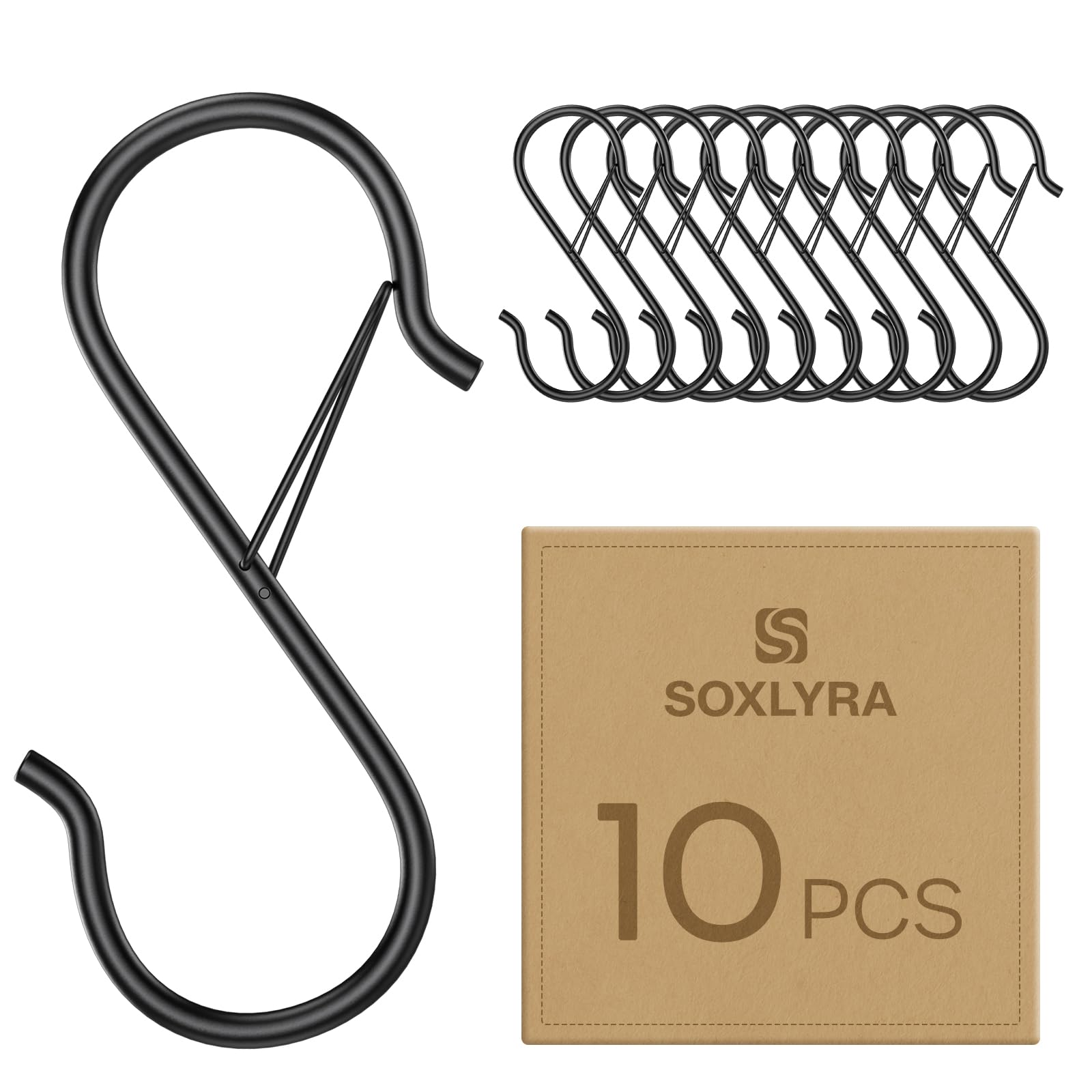Heavy Duty S Hooks - 10 Pack with Safety Buckle -1