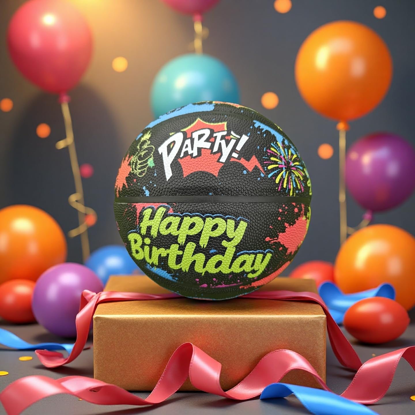 Balón de baloncesto de piel sintética, tamaño oficial 7 (29.5 pulgadas), talla 6 (28.5 pulgadas), talla 5 (27.5 pulgadas), pelota de regalo de cumpleaños para interiores y exteriores