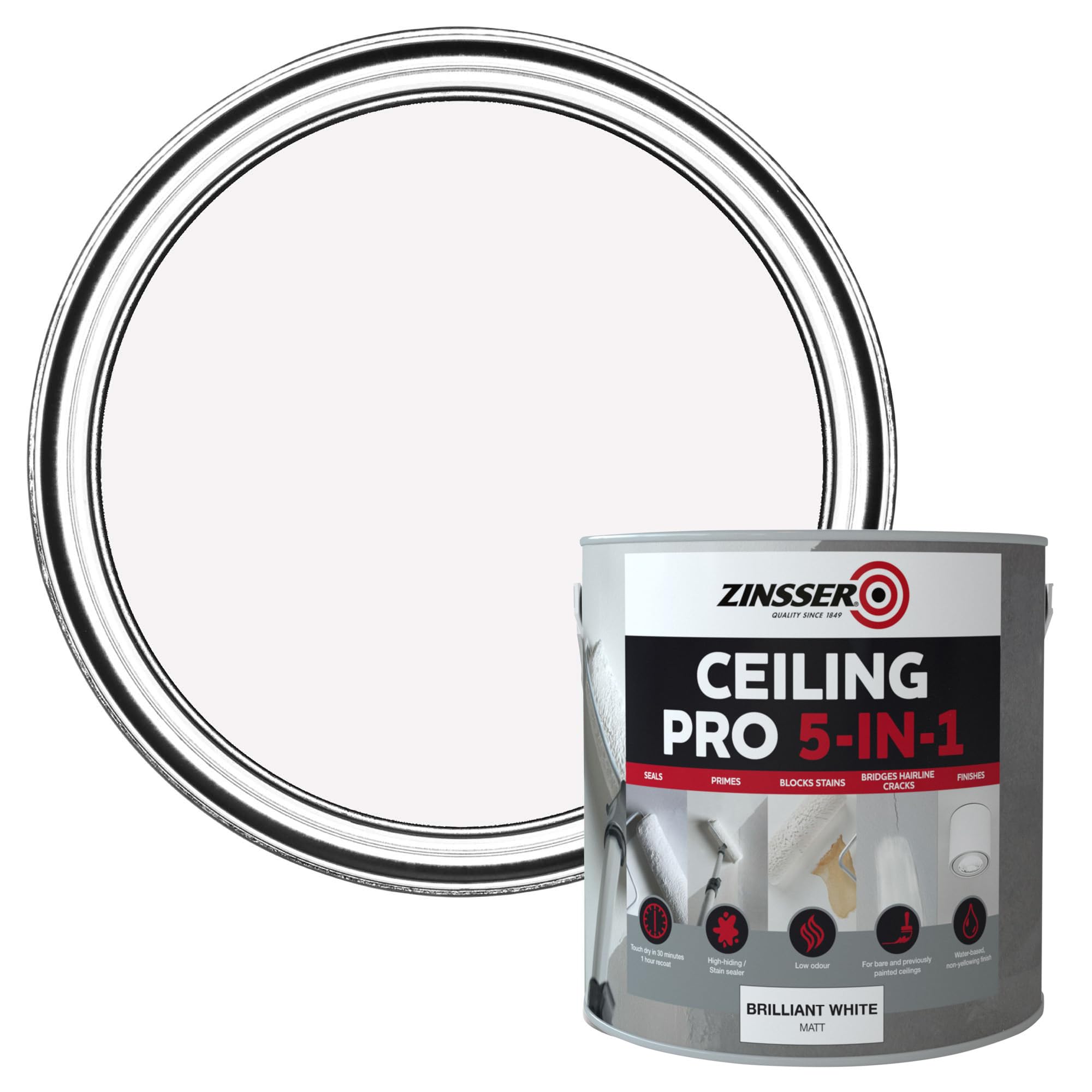 Zinsser Ceiling Pro 5 In 1 Paint 2.5L In White