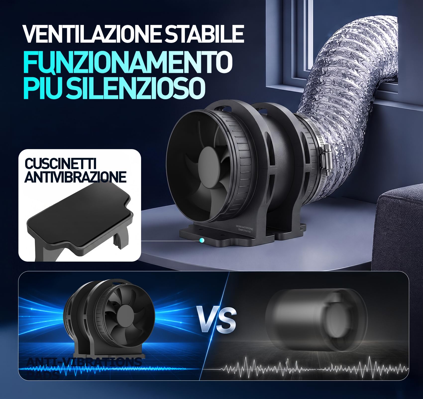 Estrattore Aria Sensore Umidità Temperatura Timer Telecomando, Silenzioso, Protezione Surriscaldamento, Bagno Cucina Condotto(con supporto)